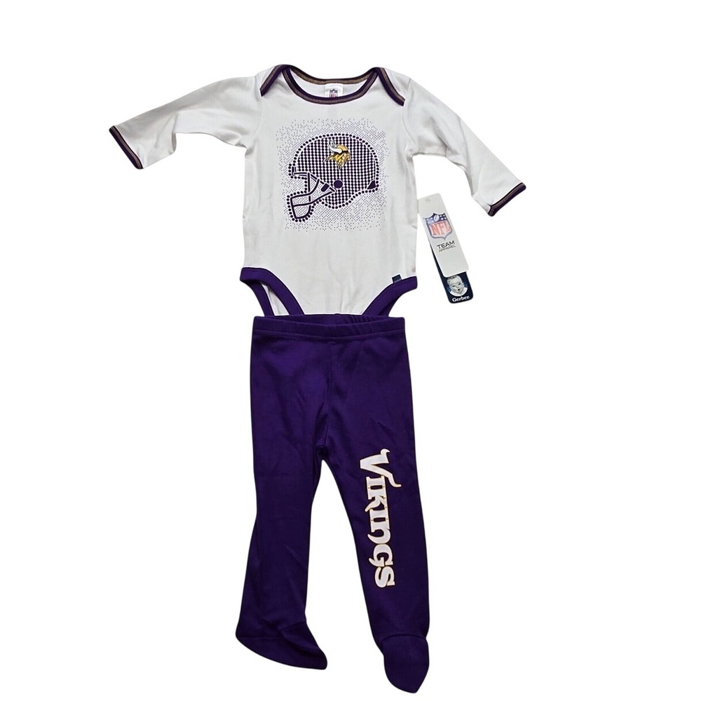 Gerber NFL Minnesota Vikings Bodysuit and Footed Pants Set Purple White 3-6M